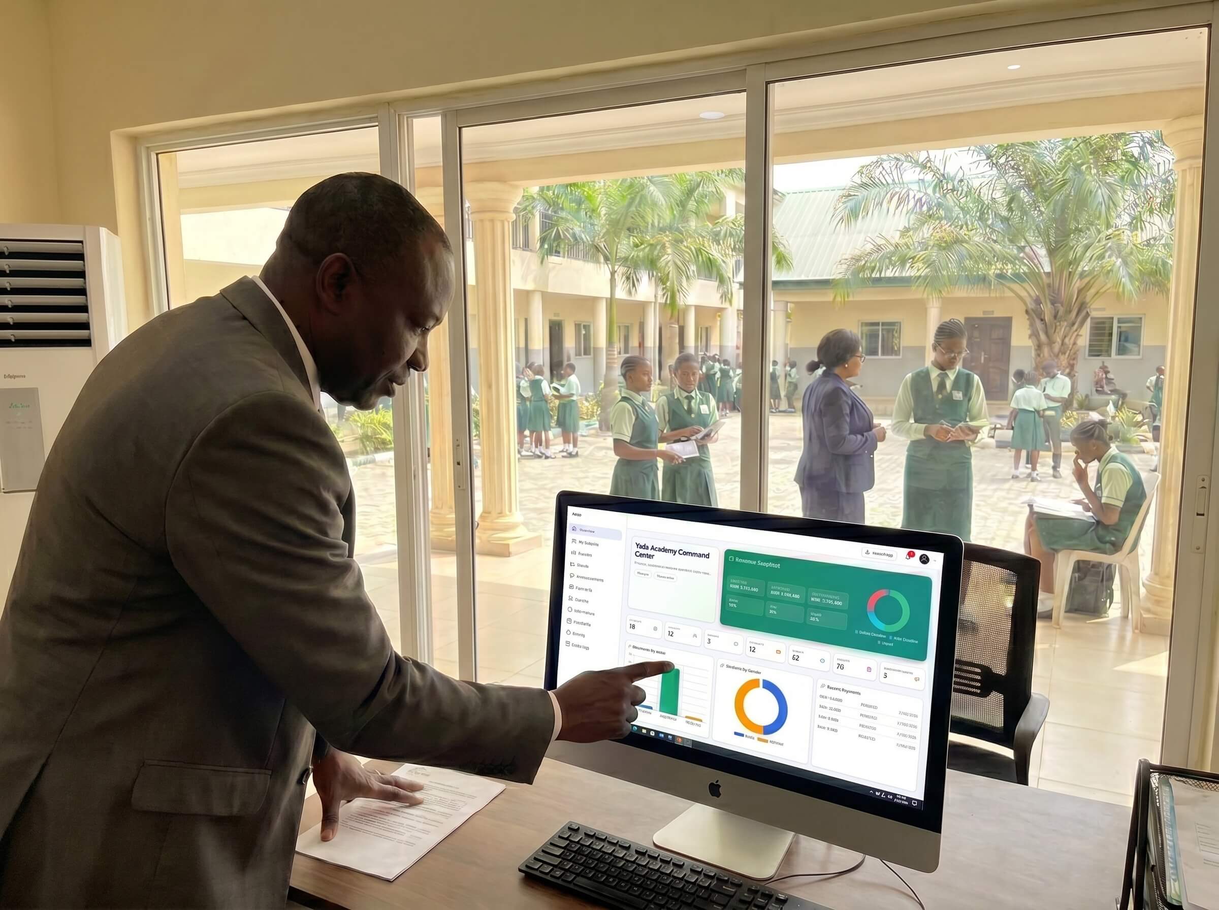 School staff collaborating with Skulovo tools